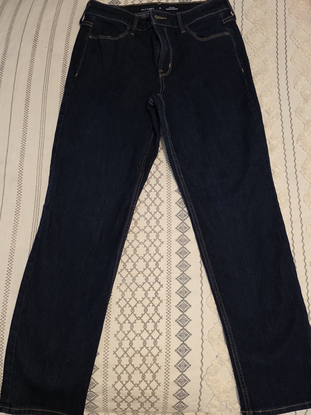 Old NAVY HIGH RISE WOW STRAIGHT Leg- Dark Wash Straight 6 Petite